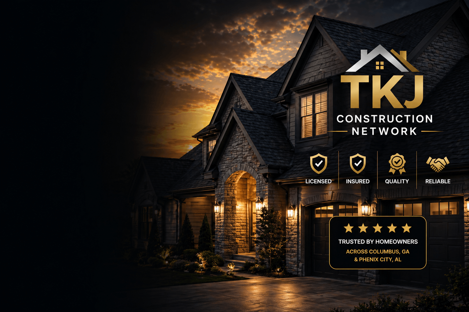 TKJ Construction Network completed residential roof and home exterior